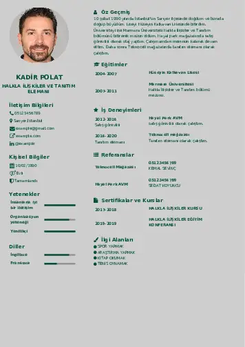 Halkla İlişkiler Cv Örnekleri cv indir